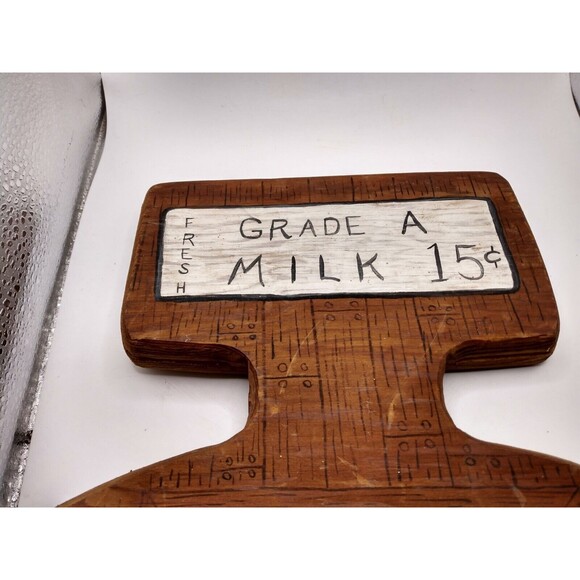 Vintage MCM Hand Painted Wood Wall Hanging, Farmhouse Country, Cow, Milk 1970's - Picture 2 of 9